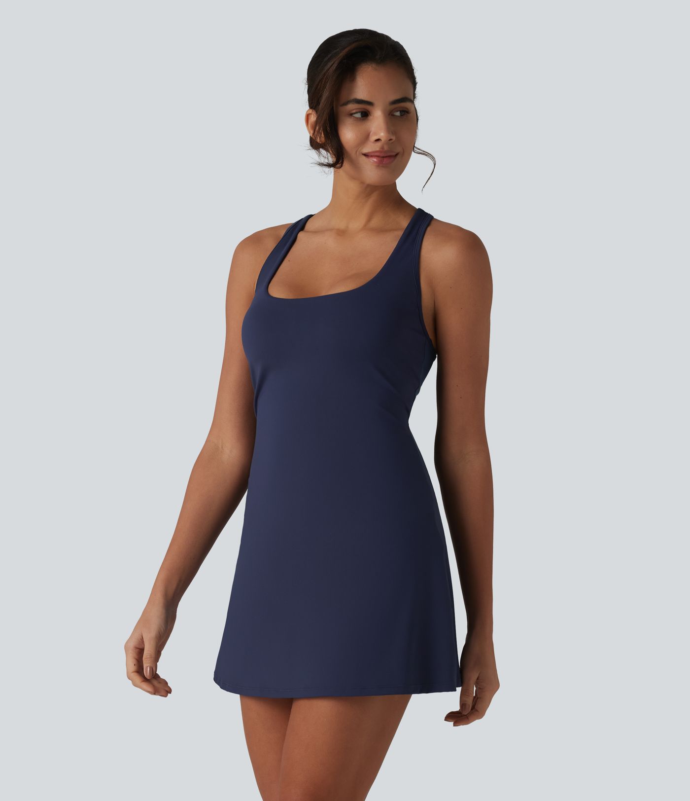 SoftlyZero™ Airy Crisscross Racerback Breathable Mesh 2-piece Built-in Bra Cool Touch Dance Active Dress with Pockets-UPF50+ SoftlyZero™ Airy Crisscross Racerback Breathable Mesh 2-piece Built-in Bra Cool Touch Dance Active Dress with Pockets-UPF50+