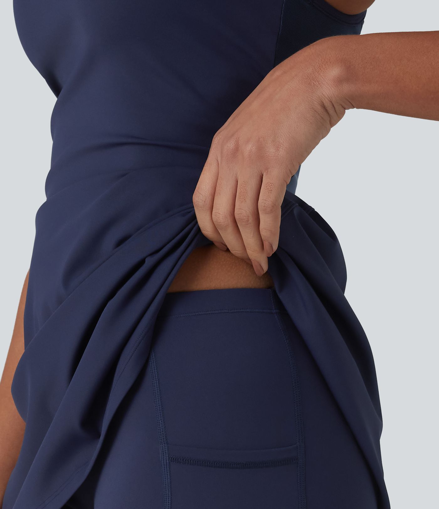 SoftlyZero™ Airy Crisscross Racerback Breathable Mesh 2-piece Built-in Bra Cool Touch Dance Active Dress with Pockets-UPF50+ SoftlyZero™ Airy Crisscross Racerback Breathable Mesh 2-piece Built-in Bra Cool Touch Dance Active Dress with Pockets-UPF50+