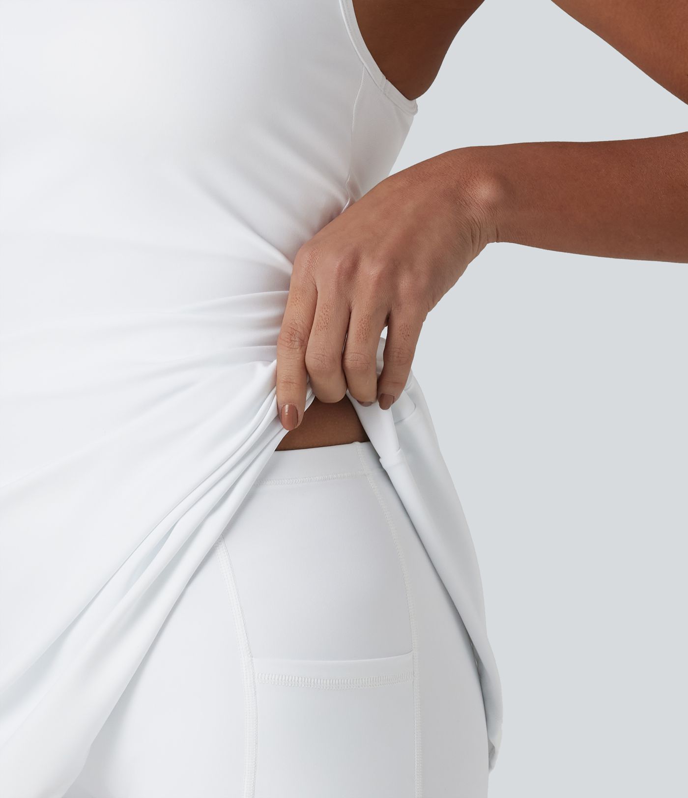 SoftlyZero™ Airy Crisscross Racerback Breathable Mesh 2-piece Built-in Bra Cool Touch Dance Active Dress with Pockets-UPF50+