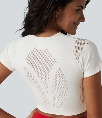 OneForm Seamless Flow Breathable Mesh Workout Cropped Sports Top