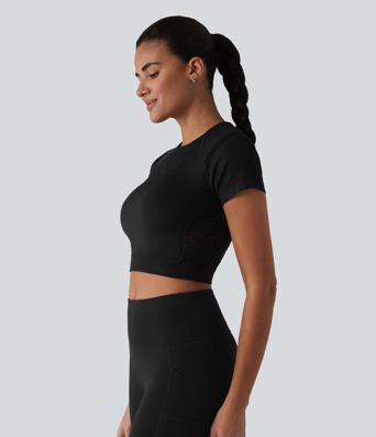 OneForm Seamless Flow Breathable Mesh Workout Cropped Sports Top OneForm Seamless Flow Breathable Mesh Workout Cropped Sports Top