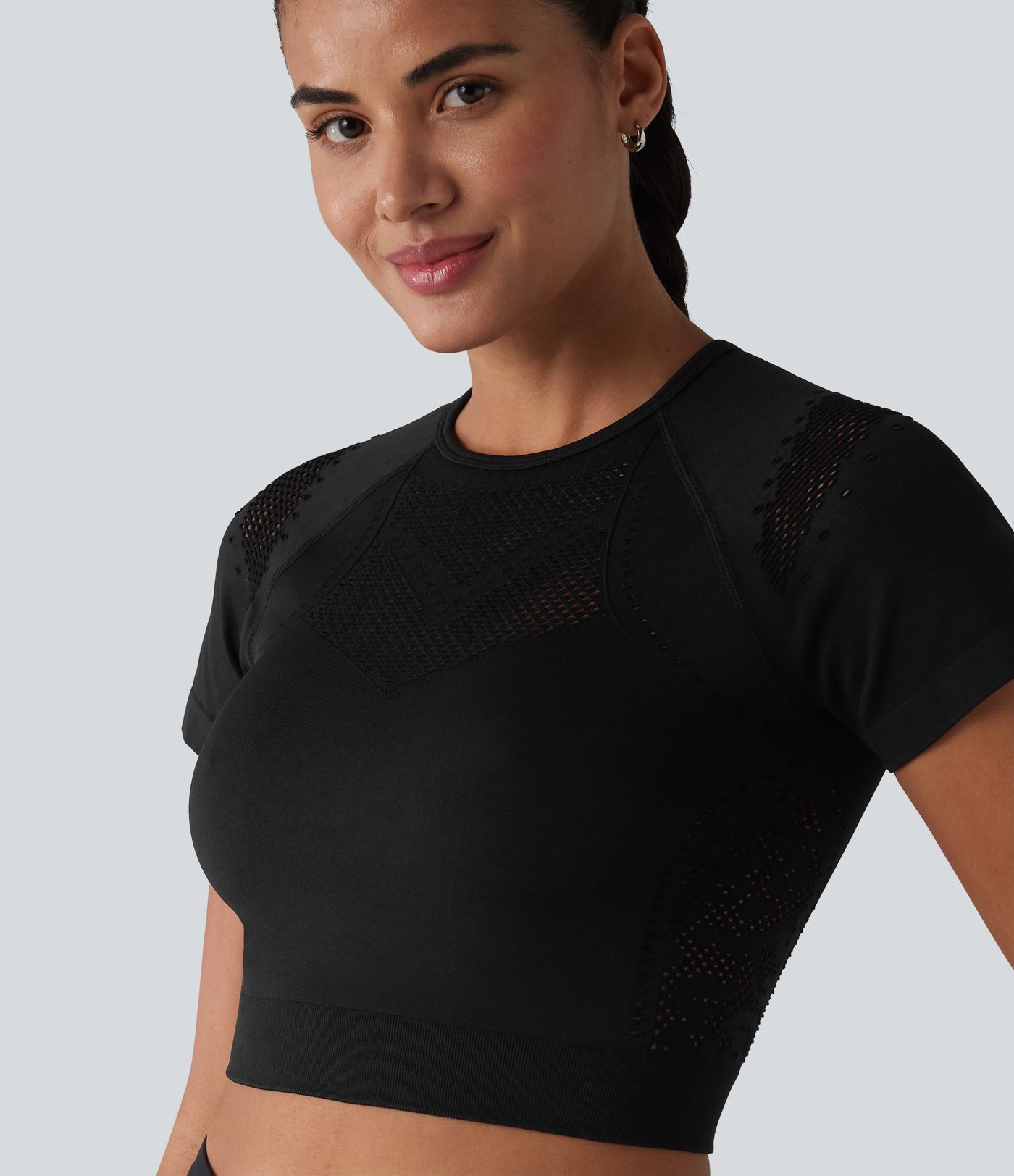 OneForm Seamless Flow Breathable Mesh Workout Cropped Sports Top OneForm Seamless Flow Breathable Mesh Workout Cropped Sports Top