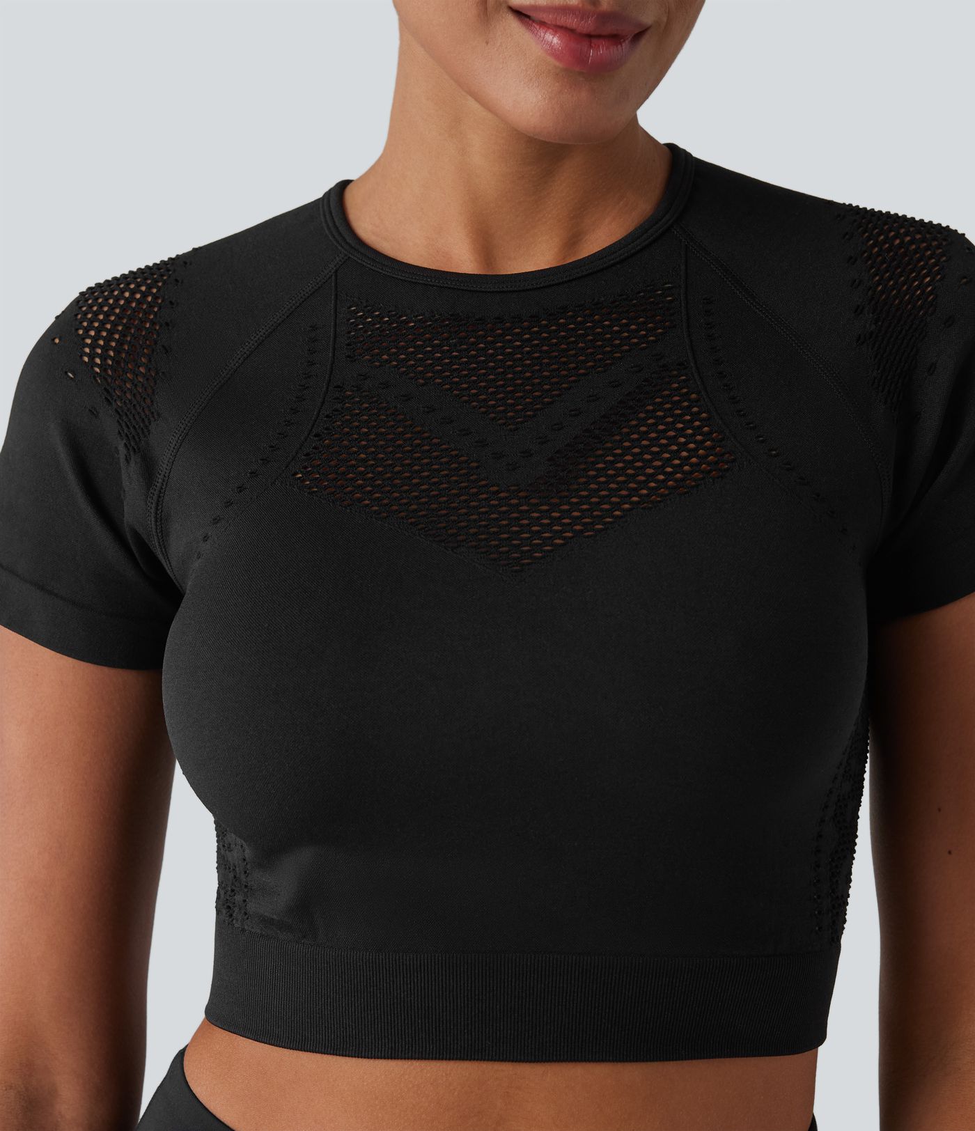 OneForm Seamless Flow Breathable Mesh Workout Cropped Sports Top OneForm Seamless Flow Breathable Mesh Workout Cropped Sports Top