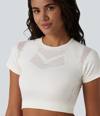 OneForm Seamless Flow Breathable Mesh Workout Cropped Sports Top