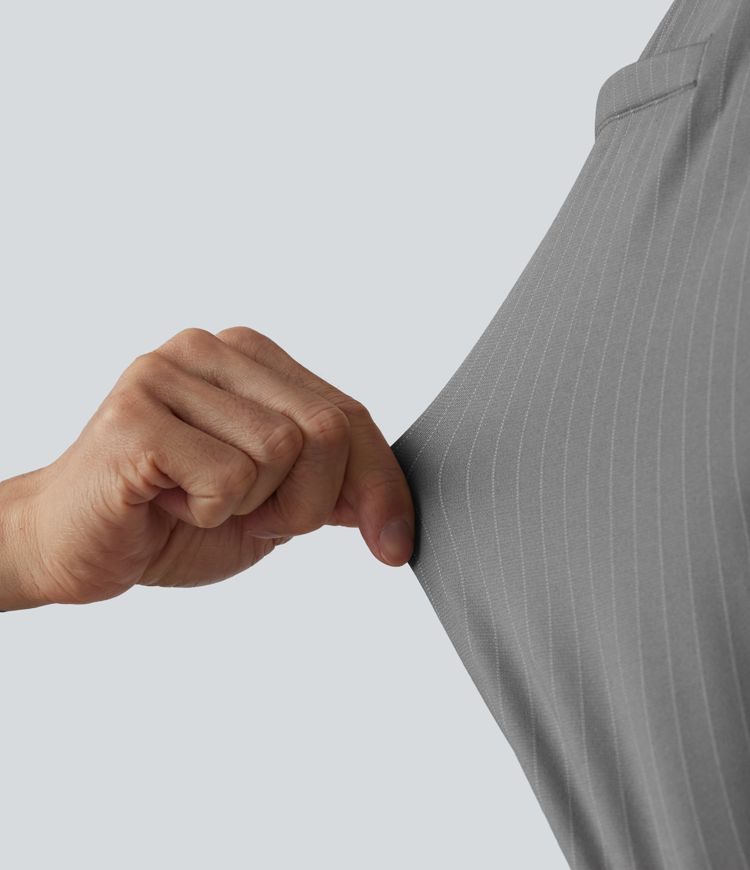 Ruffle High Waisted Pleated Stripe Casual Shorts 4'' with Pockets