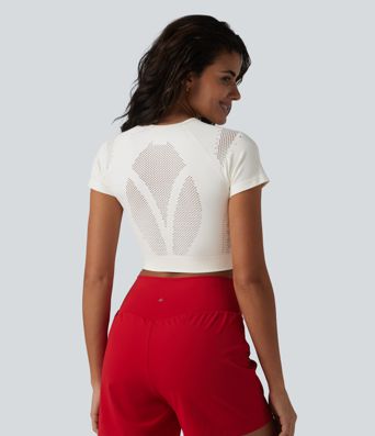 OneForm Seamless Flow Breathable Mesh Workout Cropped Sports Top