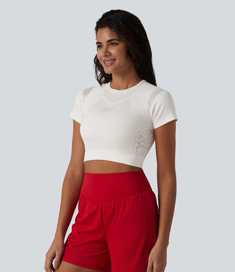 OneForm Seamless Flow Breathable Mesh Workout Cropped Sports Top