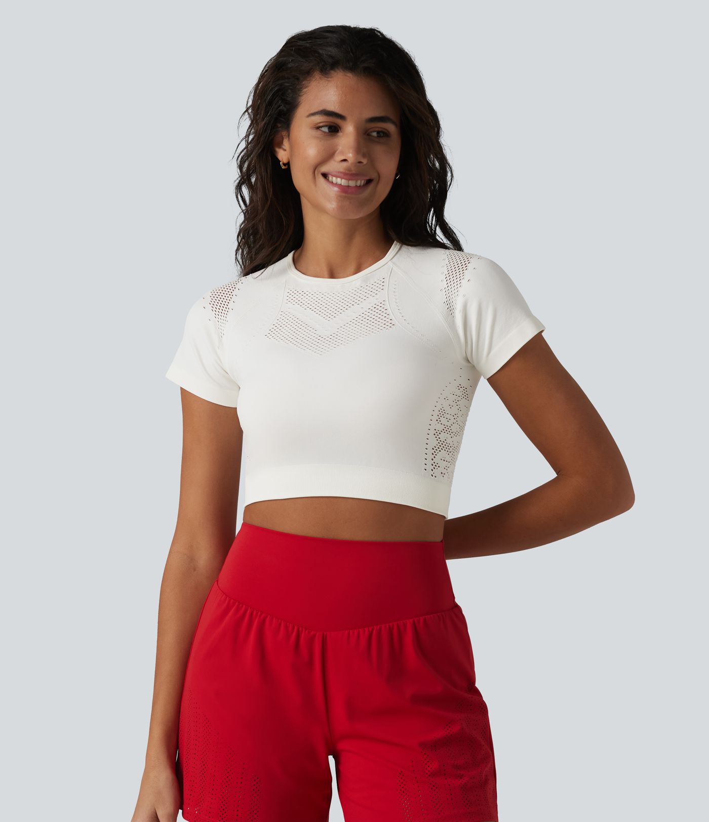 OneForm Seamless Flow Breathable Mesh Workout Cropped Sports Top