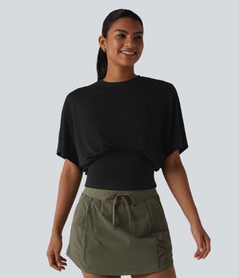 Round Neck Batwing Sleeve Casual Top