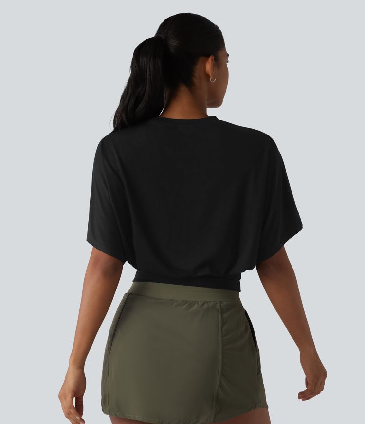 Round Neck Batwing Sleeve Casual Top
