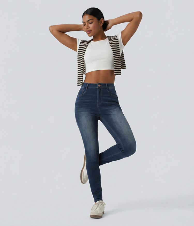 Halara Flex™ - Lässige Skinny-Jeans mit hohem Bund und mehreren Taschen