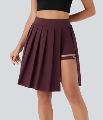 Breezeful™ High Waisted Pleated 2-in-1 Adjustable Buckle Quick Dry Casual Skirt with Pocket-Longer Length