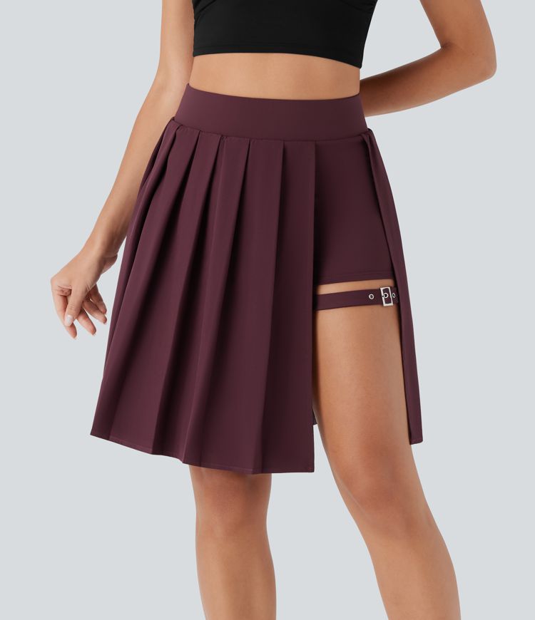 Breezeful™ High Waisted Pleated 2-in-1 Adjustable Buckle Quick Dry Casual Skirt with Pocket-Longer Length