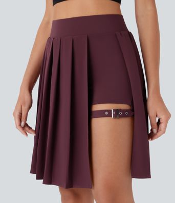 Breezeful™ High Waisted Pleated 2-in-1 Adjustable Buckle Quick Dry Casual Skirt with Pocket-Longer Length