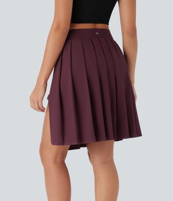 Breezeful™ High Waisted Pleated 2-in-1 Adjustable Buckle Quick Dry Casual Skirt with Pocket-Longer Length