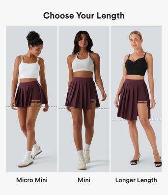 Breezeful™ High Waisted Pleated 2-in-1 Adjustable Buckle Quick Dry Casual Skirt with Pocket-Longer Length