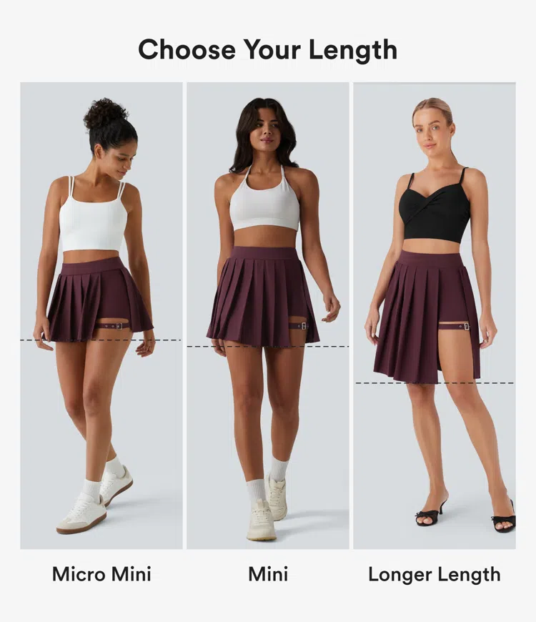 Amaranth Jupe-short décontractée Breezeful™ taille haute plissée 2-en-1 avec boucle ajustable à séchage rapide et poche latérale - Longueur rallongée / 2
