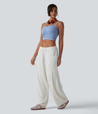 OneForm Seamless Flow Caraco de yoga crop froncé à dos croisé avec brassière intégrée sans couture OneForm Seamless Flow Caraco de yoga crop froncé à dos croisé avec brassière intégrée sans couture
