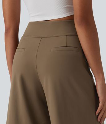 DayStretch Short tailleur bermuda plissé taille haute 25,5 cm avec poches