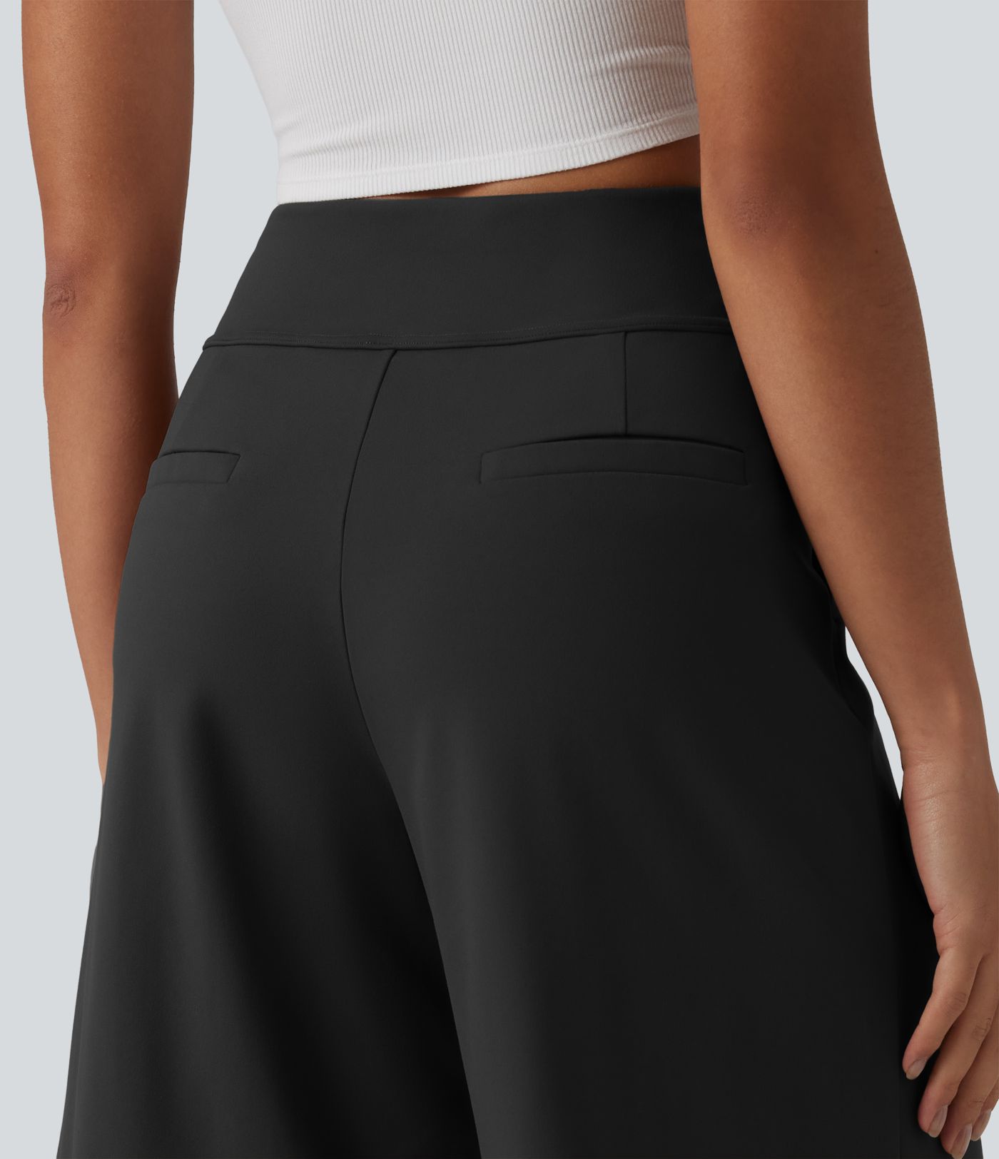 DayStretch High Waisted Pleated Work Bermuda Shorts 10'' with Pockets