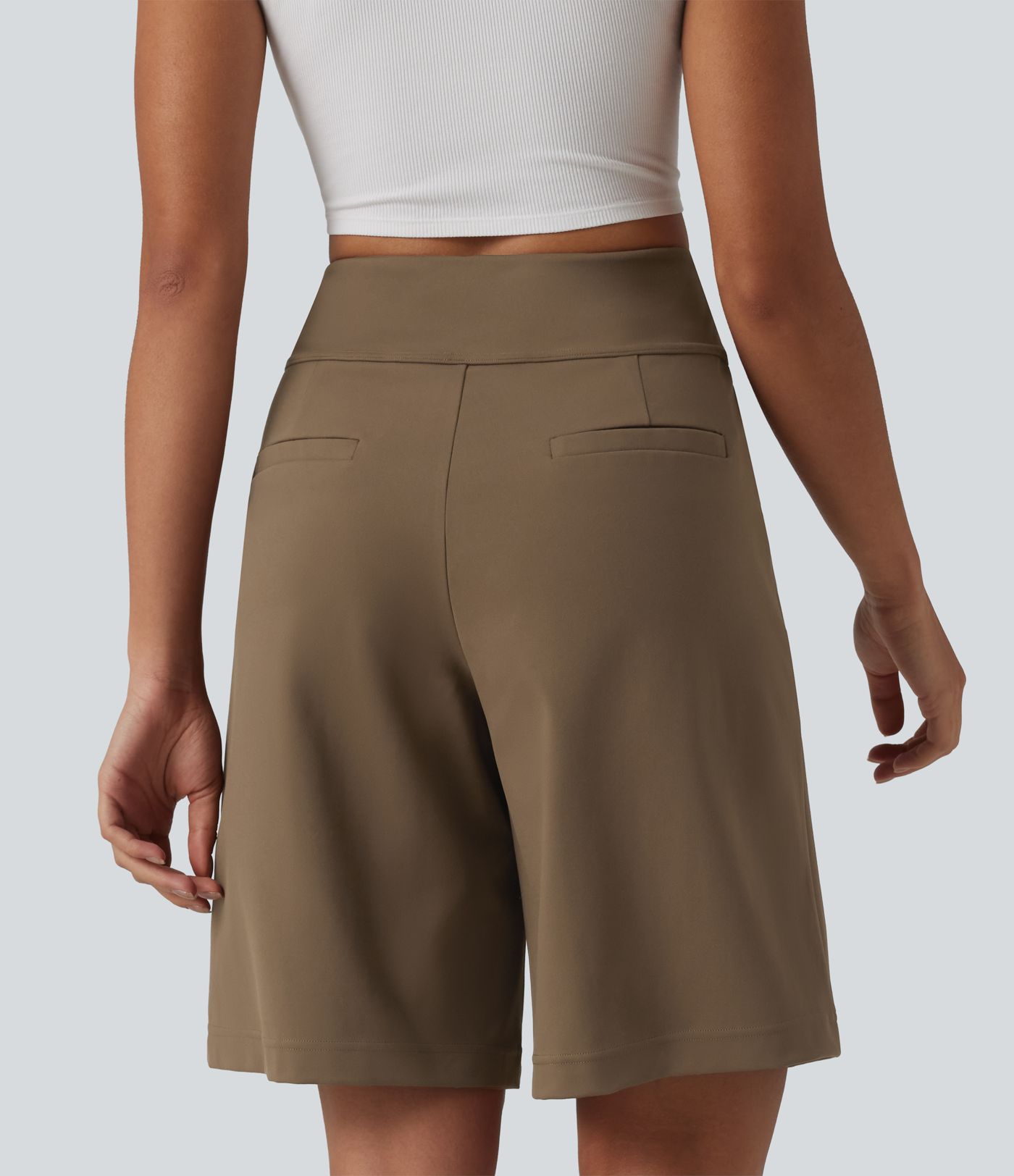 DayStretch Short tailleur bermuda plissé taille haute 25,5 cm avec poches