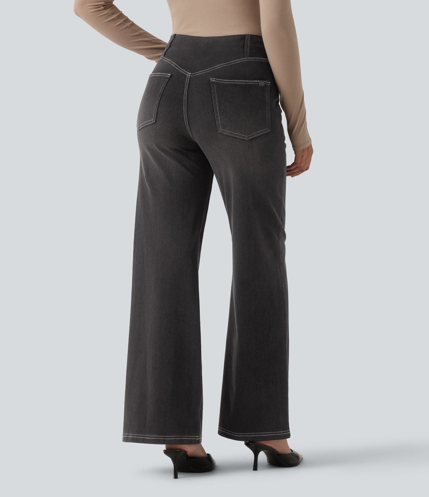 Halara Flex™ High Waisted Tummy Control Casual Wide Leg Jeans with Pockets