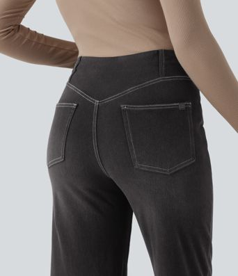 Halara Flex™ High Waisted Tummy Control Casual Wide Leg Jeans with Pockets