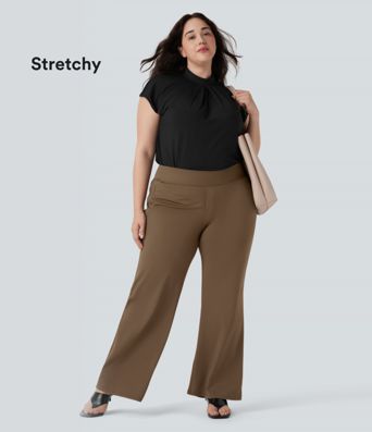 Plus Size Halara Flex™ DayStretch High Waisted Work Flare Pants with Side Zip Pockets