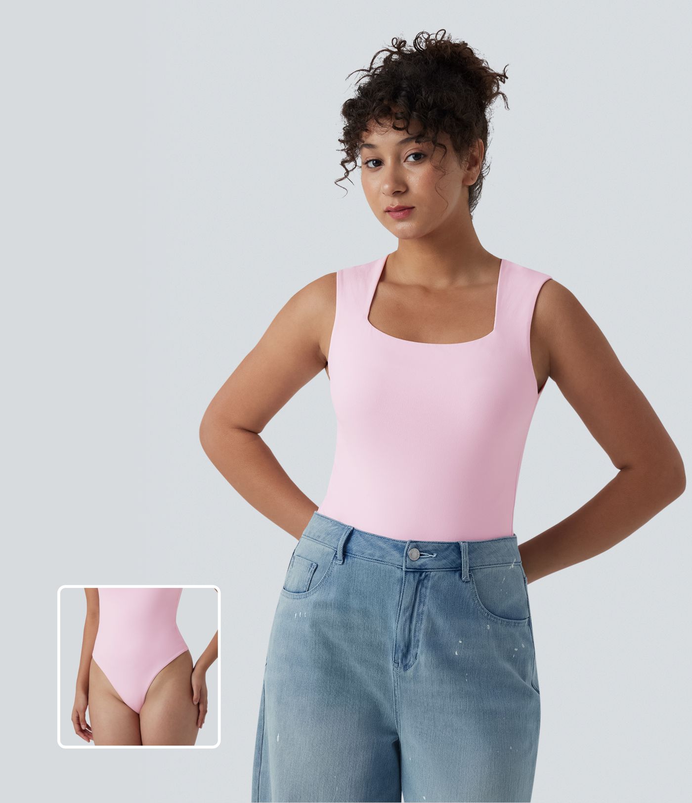 Square Neck Sleeveless Casual Bodysuit