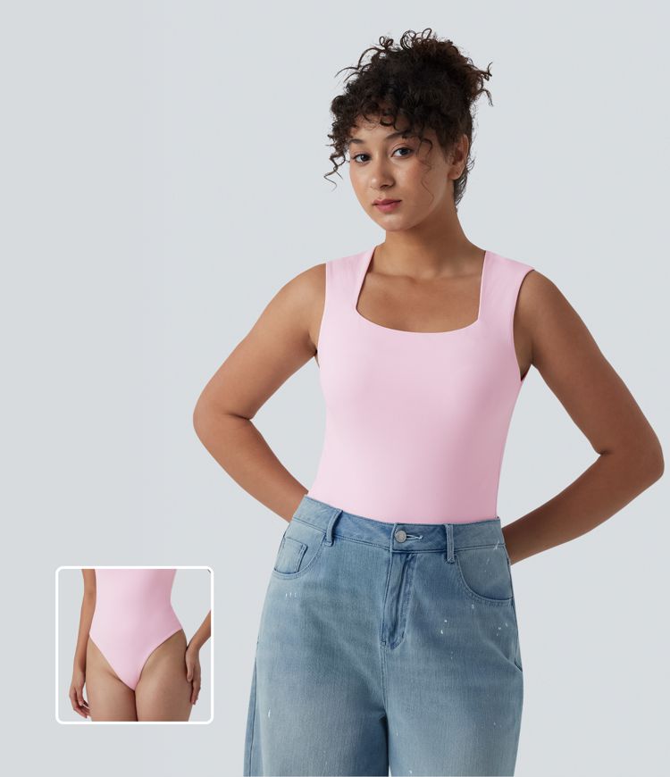 Square Neck Sleeveless Casual Bodysuit