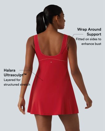Halara UltraSculpt™ Push-Up 2-in-1 Mini Tennis Active Dress D-F Cups with Pockets-Easy Peezy Edition