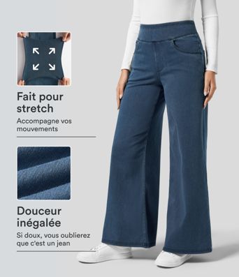 Halara Flex™ Jean Large Travail à Taille Haute Poches Multiples et Tricot Extensible