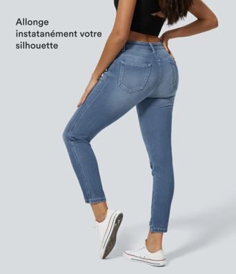 Halara Flex™ Jean skinny Casual Taille Mi-Haute Fermeture Éclair Boutonnée Plusieurs Poches Tricot Extensible