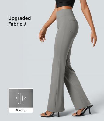 Halara Flex™ ハイウエストバックサイドポケット付きスライトフレアワークパンツ