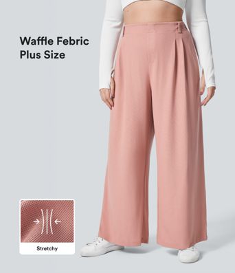 Halara Flex™ High Waisted Pocket Wide Leg Waffle Women Suit Work Plus Size Pants