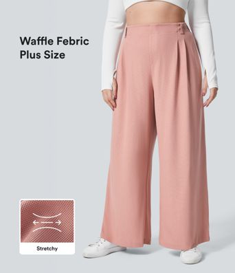 Halara Flex™ High Waisted Pocket Wide Leg Waffle Women Suit Work Plus Size Pants