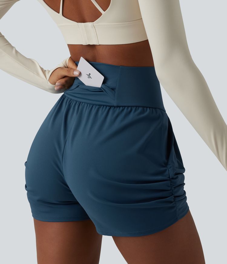 Softlyzero™ Airy - High-waisted, gathered yoga pants with multiple pockets and a cool touch - 7.6 cm