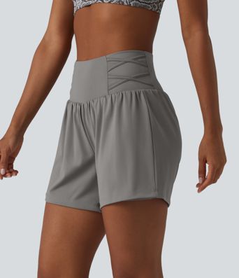 SoftlyZero™ Airy Super High Waisted 2-in-1 Cool Touch Yoga Shorts 5'' with Pockets