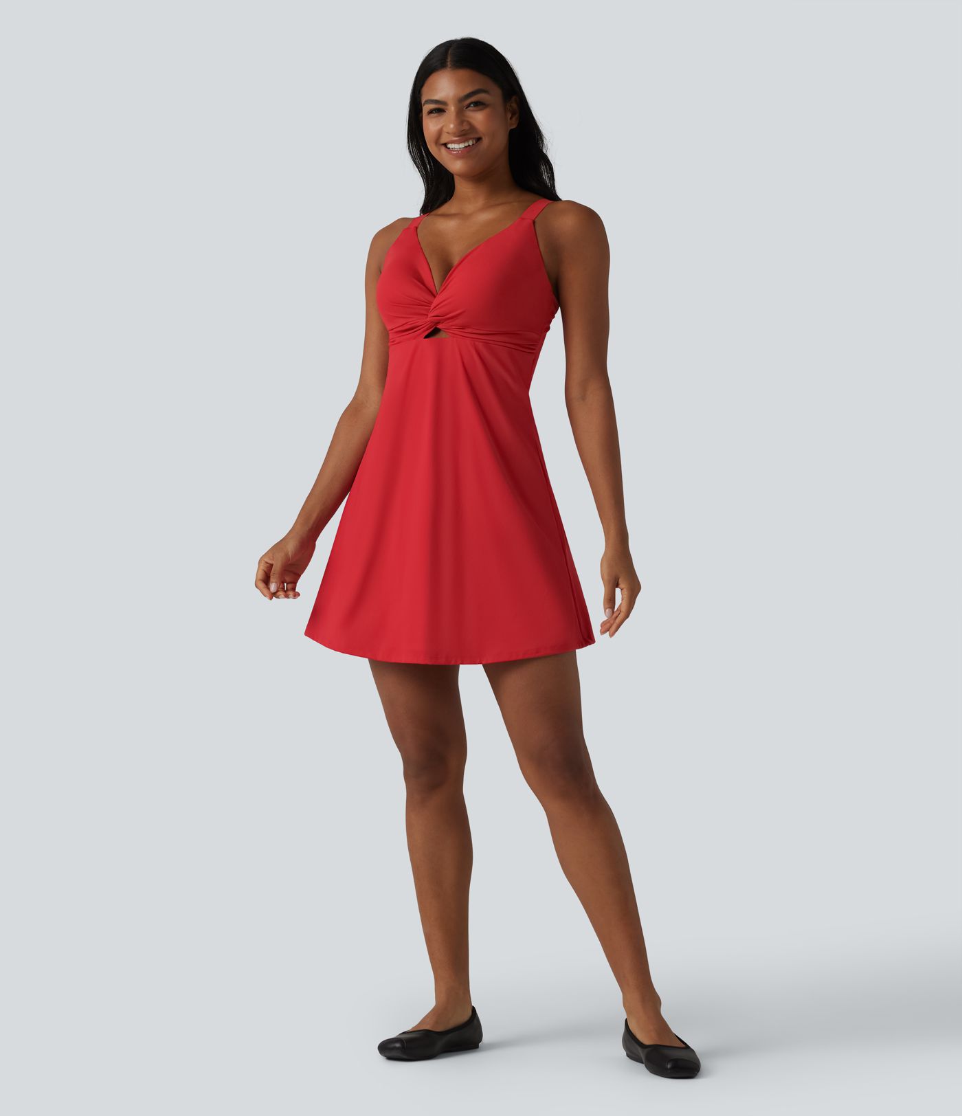 SoftlyZero™ Plush Push-Up Twisted Adjustable Straps Non-Removable Pad Dance Active Dress D-F Cups with Pockets-Easy Peezy