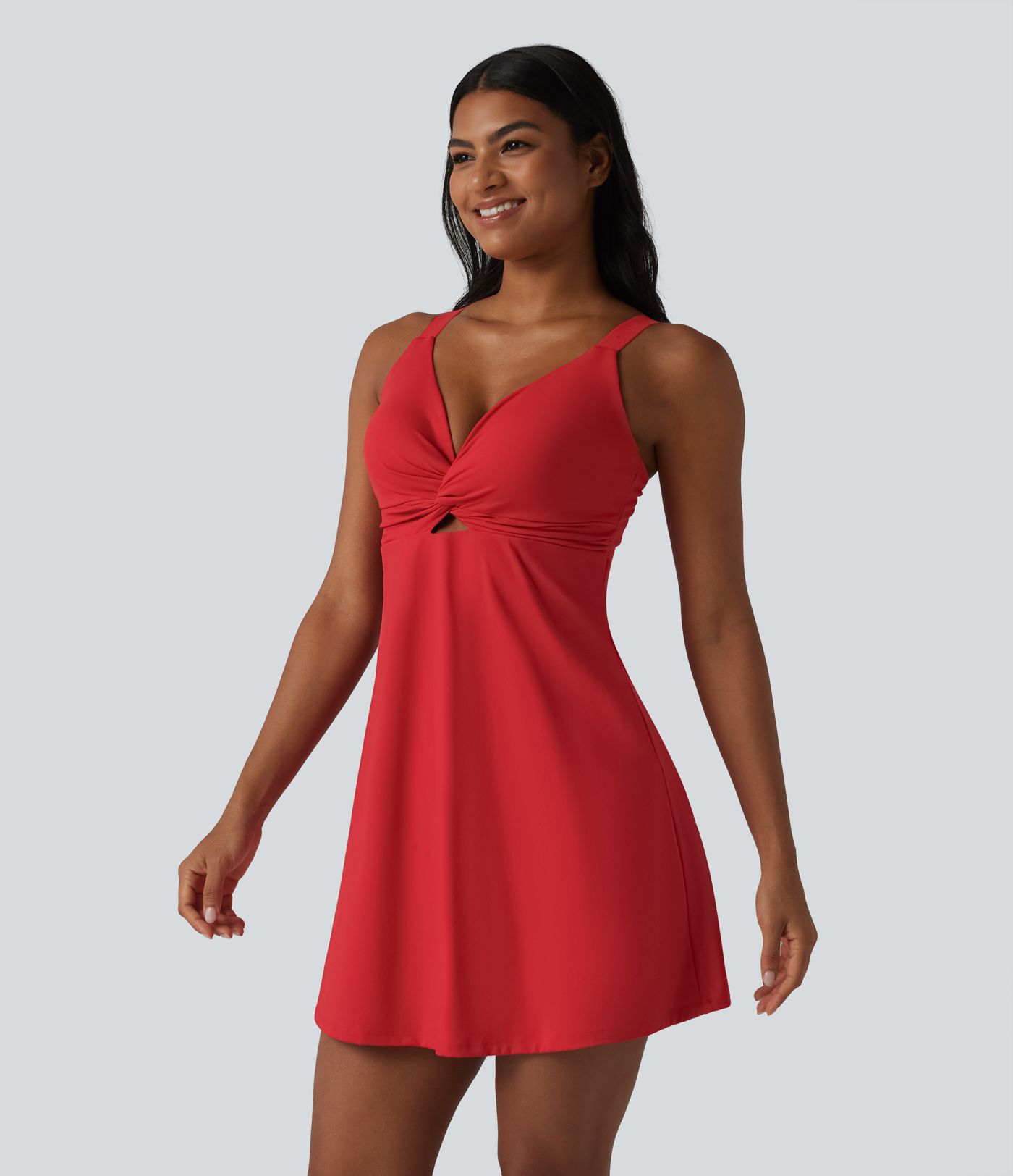 SoftlyZero™ Plush Push-Up Twisted Adjustable Straps Non-Removable Pad Dance Active Dress D-F Cups with Pockets-Easy Peezy