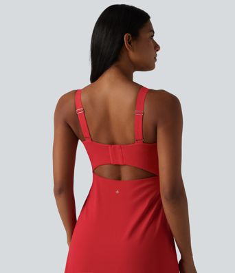 SoftlyZero™ Plush Push-Up Twisted Adjustable Straps Non-Removable Pad Dance Active Dress D-F Cups with Pockets-Easy Peezy