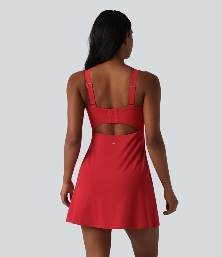 SoftlyZero™ Plush Push-Up Twisted Adjustable Straps Non-Removable Pad Dance Active Dress D-F Cups with Pockets-Easy Peezy