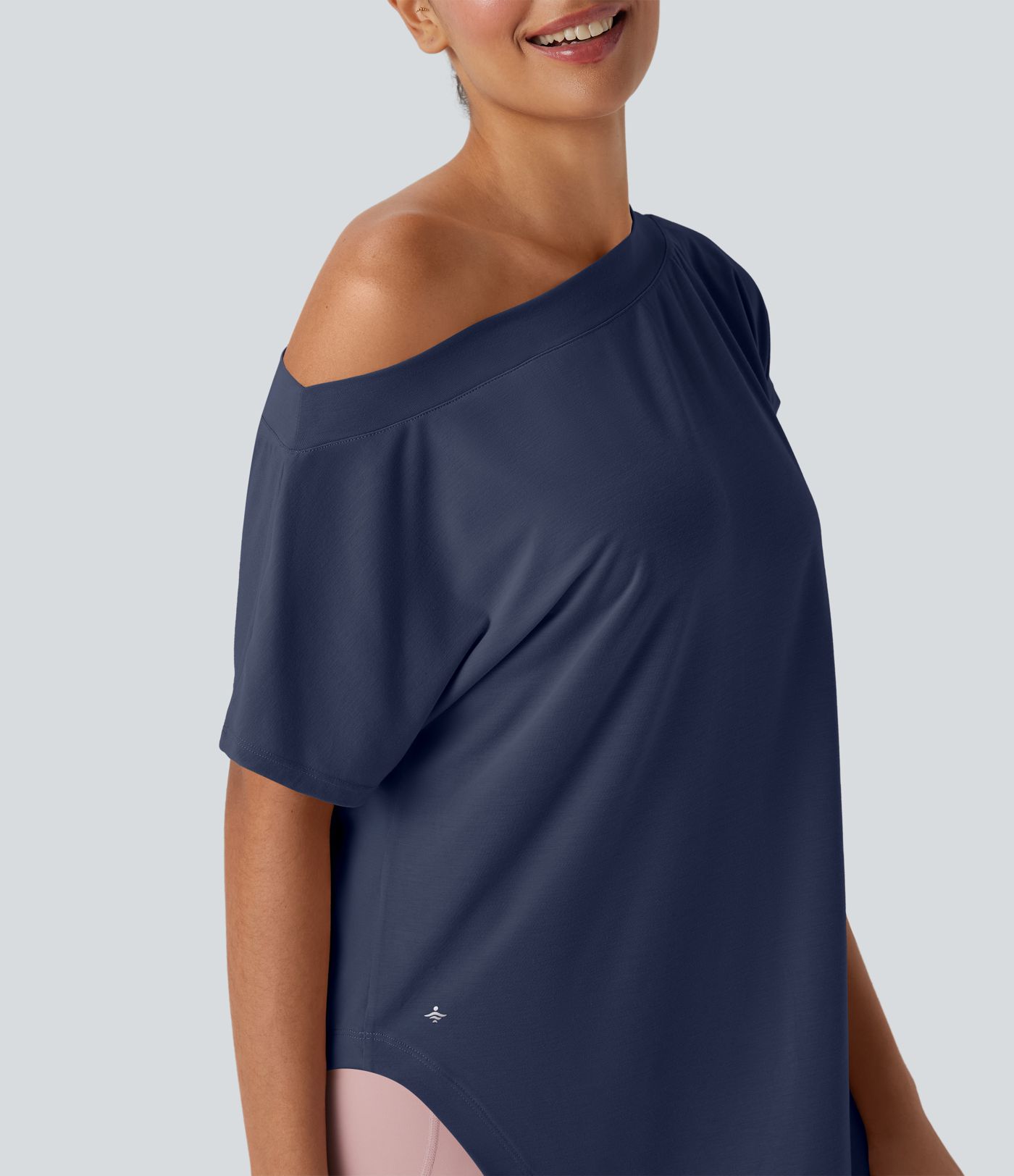 One Shoulder Short Sleeve Curved Hem High Low Quick Dry Yoga Sports Top One Shoulder Short Sleeve Curved Hem High Low Quick Dry Yoga Sports Top