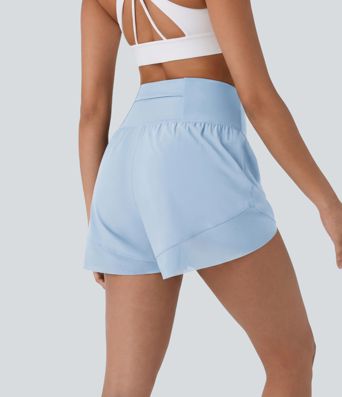 Breezeful™ High Waisted Pocket Crossover Hem Quick Dry Yoga Shorts Breezeful™ High Waisted Pocket Crossover Hem Quick Dry Yoga Shorts