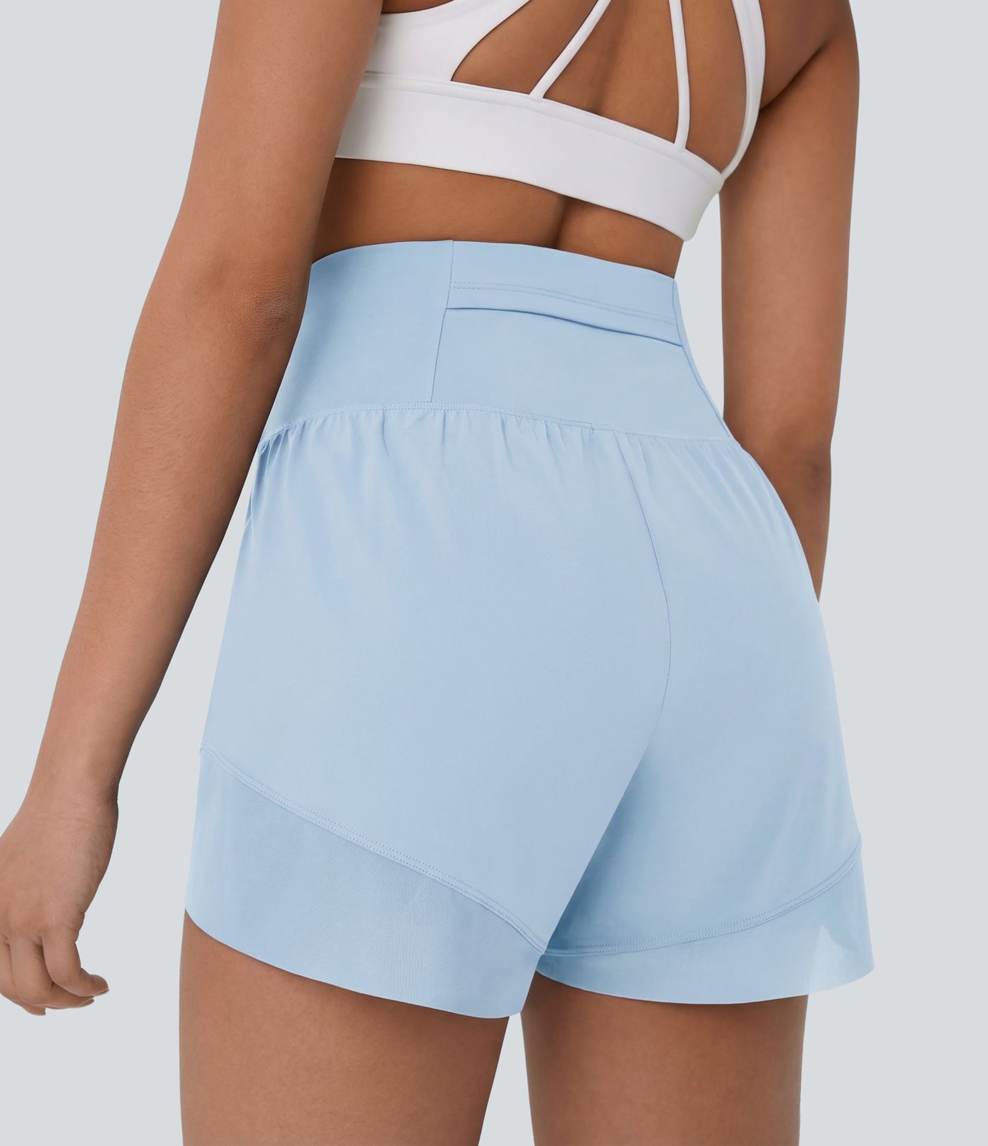 Breezeful™ High Waisted Pocket Crossover Hem Quick Dry Yoga Shorts Breezeful™ High Waisted Pocket Crossover Hem Quick Dry Yoga Shorts