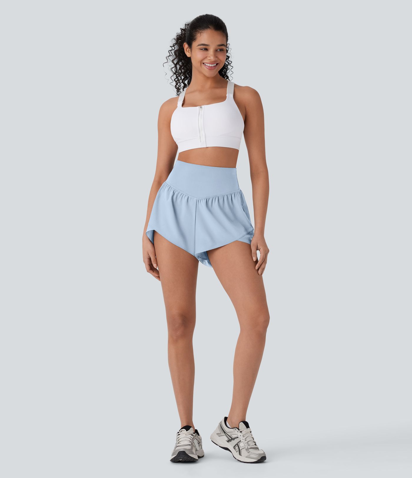 Breezeful™ High Waisted Pocket Crossover Hem Quick Dry Yoga Shorts Breezeful™ High Waisted Pocket Crossover Hem Quick Dry Yoga Shorts