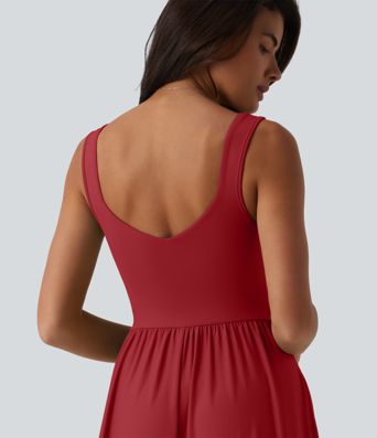 Robe longue fluide sans manches avec brassière intégrée et poches – Bonnets D-F