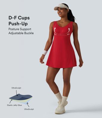 Halara UltraSculpt™ Push-Up 2-in-1 Mini Tennis Active Dress D-F Cups with Pockets-Easy Peezy Edition