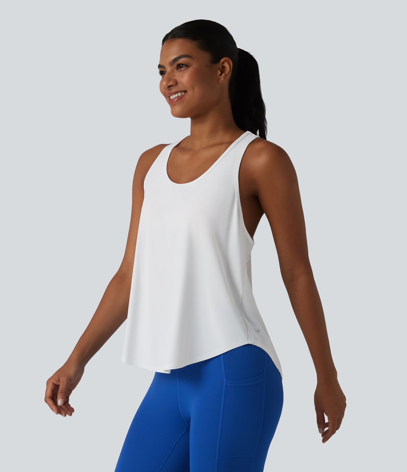 Racerback Crossover High-Low Curved Hem Yoga Tank Top
