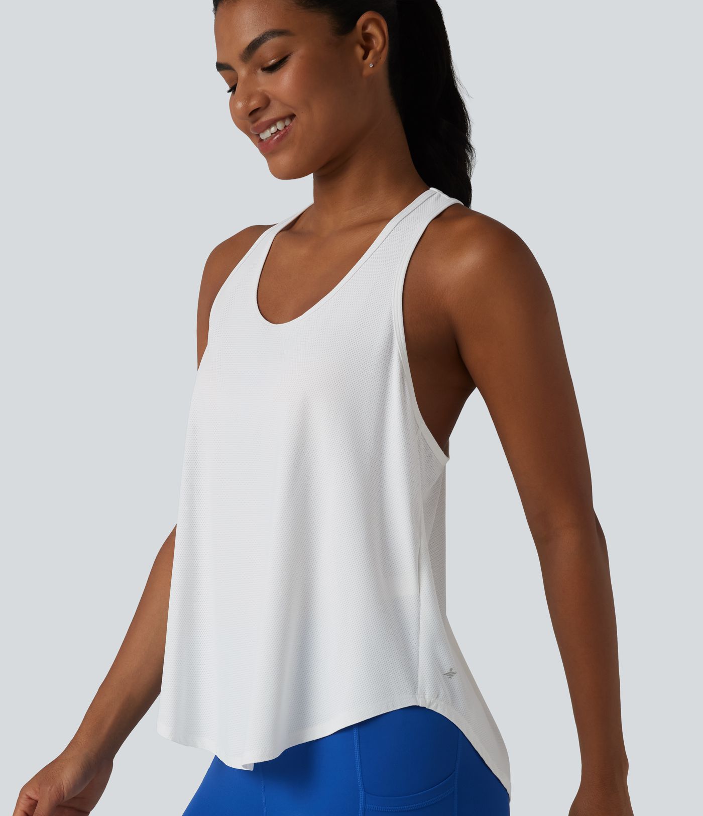 Racerback Crossover High-Low Curved Hem Yoga Tank Top